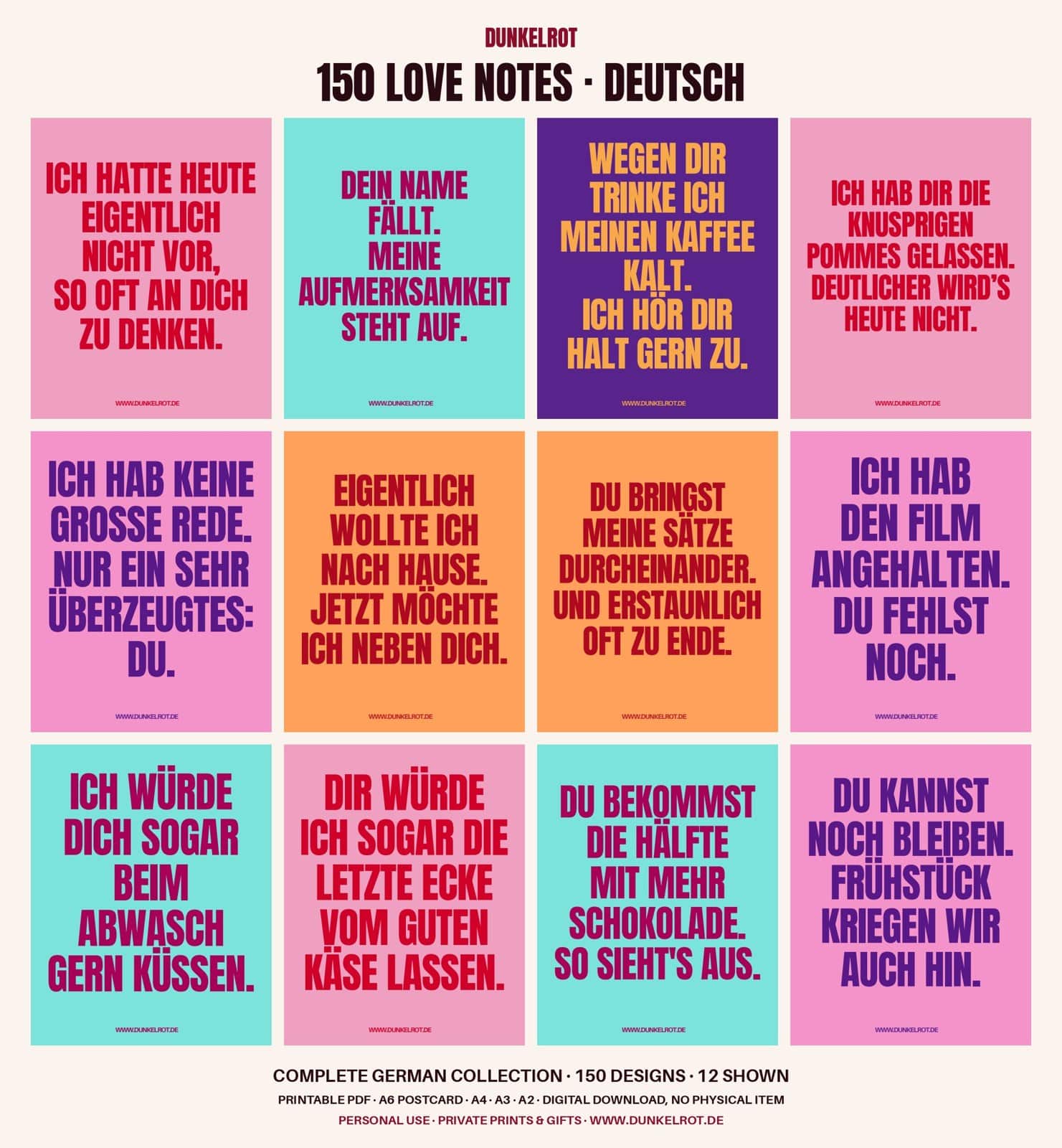 150 Liebessprüche – Komplette Love Collection von dunkelrot Prints